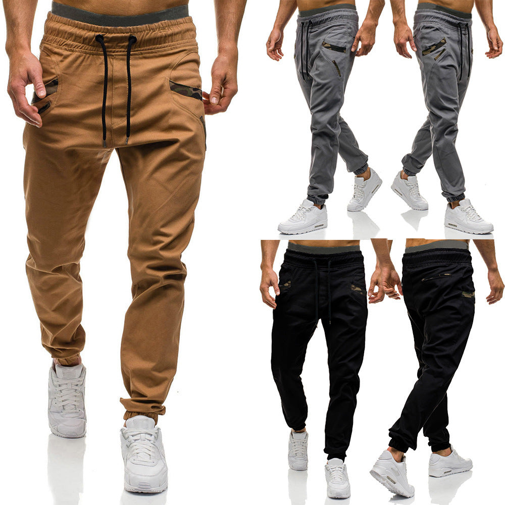 Men's eprolo fitness jogger pants with a solid color, slim fit design, casual and workout-ready long trousers for men.