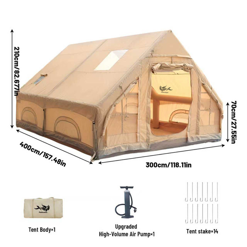 Large eprolo inflatable glamping tent with skylight and breathable mesh for summer camping and backpacking adventures.