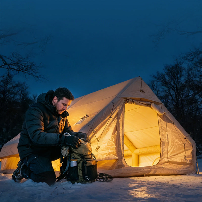 Large inflatable glamping tent with skylight and breathable mesh, ideal for summer camping and backpacking by eprolo.