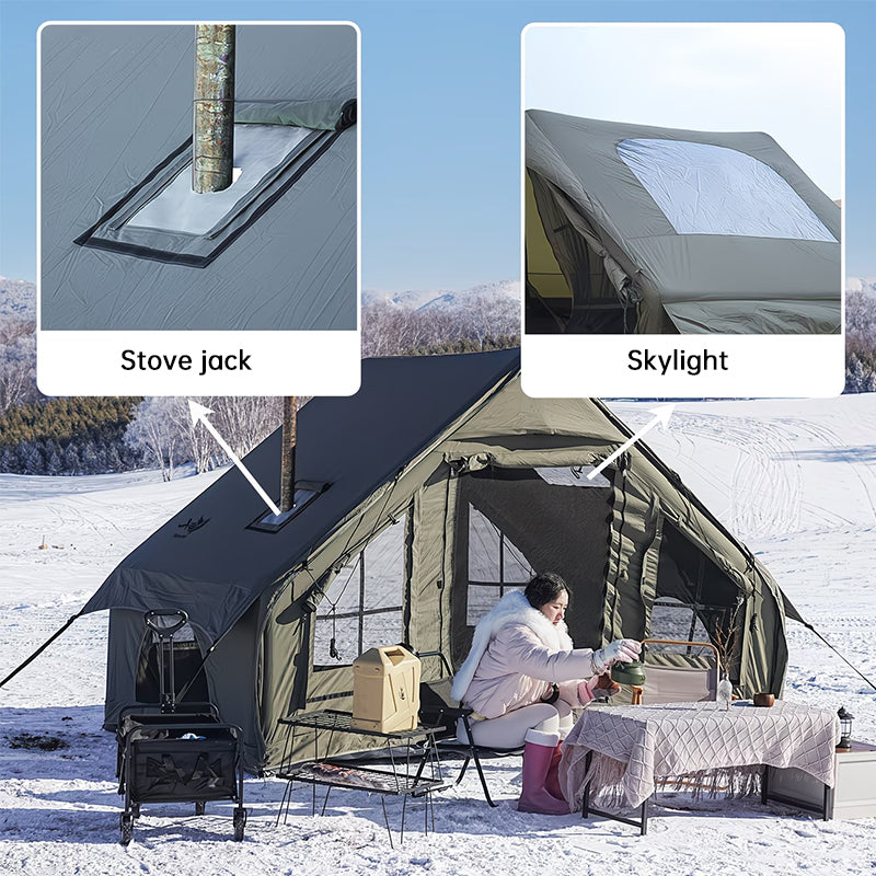 Large eprolo inflatable glamping tent with skylight and breathable mesh for summer camping and backpacking adventures.