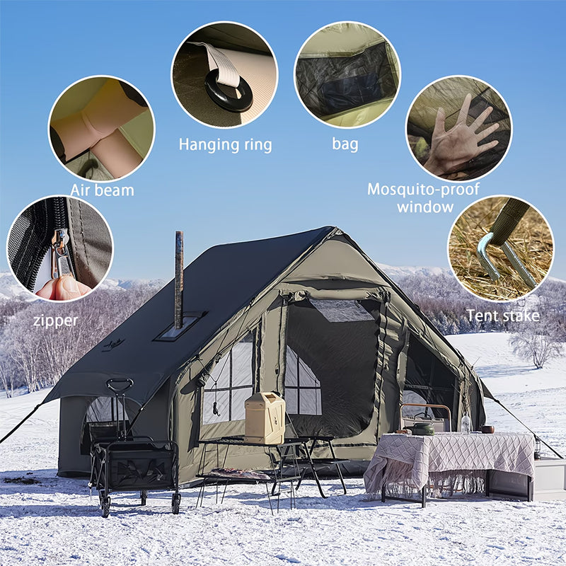 Large eprolo inflatable glamping tent with skylight and breathable mesh for summer camping and backpacking adventures.