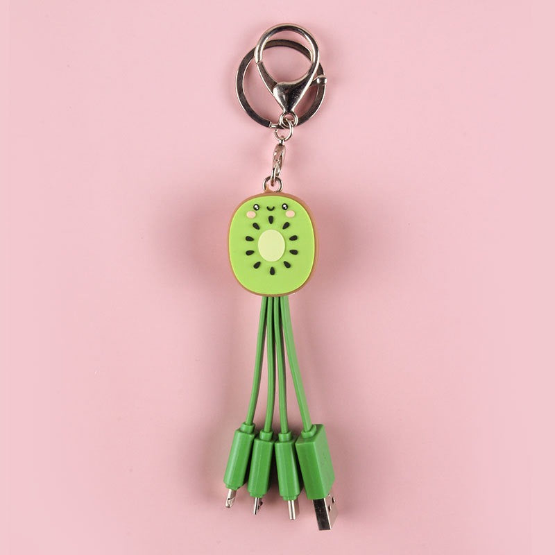 Eprolo Kiwi Mobile Data Cable Healing Series 3-in-1 fruit smile keychain with universal charging functionality, shown in the image.