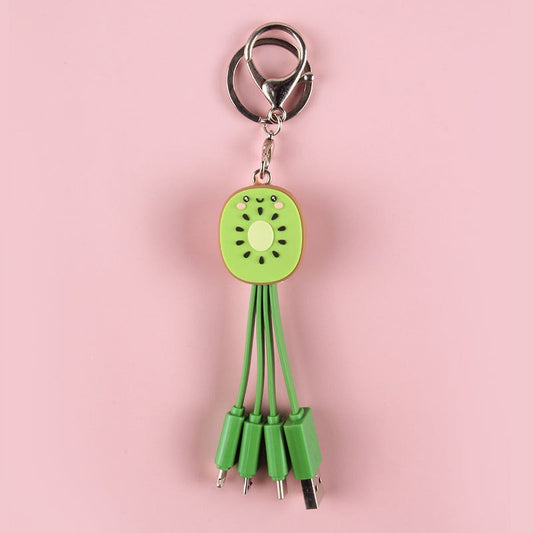 Eprolo Kiwi Mobile Data Cable Healing Series 3-in-1 fruit smile keychain with universal charging functionality, shown in the image.