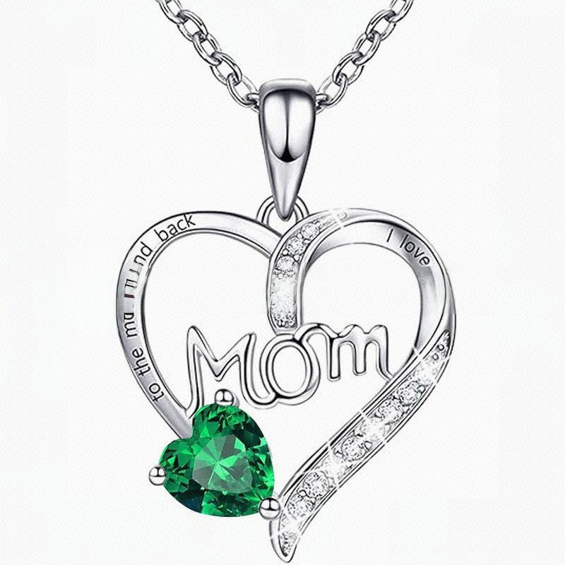 Heart-shaped engraved rhinestone necklace for mom with sparkling stones and delicate chain, featuring personalized engraving.
