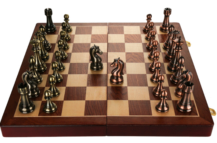 Bronze Retro Style Wooden Folding Chess Set - American Smart