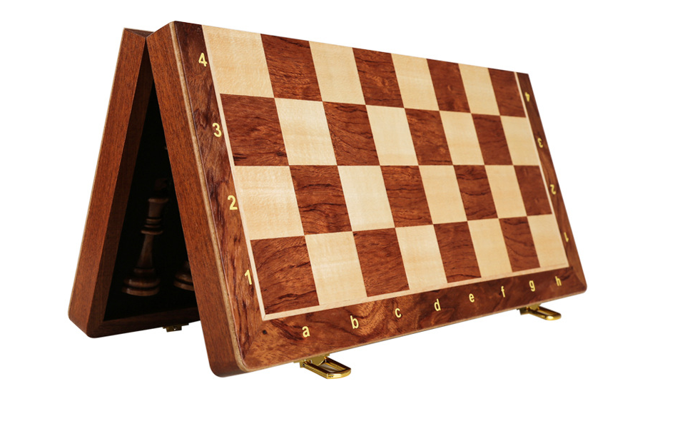 Eprolo international chess set with solid wood pieces and large folding wooden chessboard for Western chess competitions