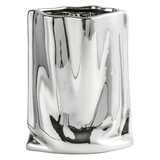 Eprolo ceramic pleated electroplated vase for hydroponic cultivation, suitable for fresh and dried flowers, minimal design