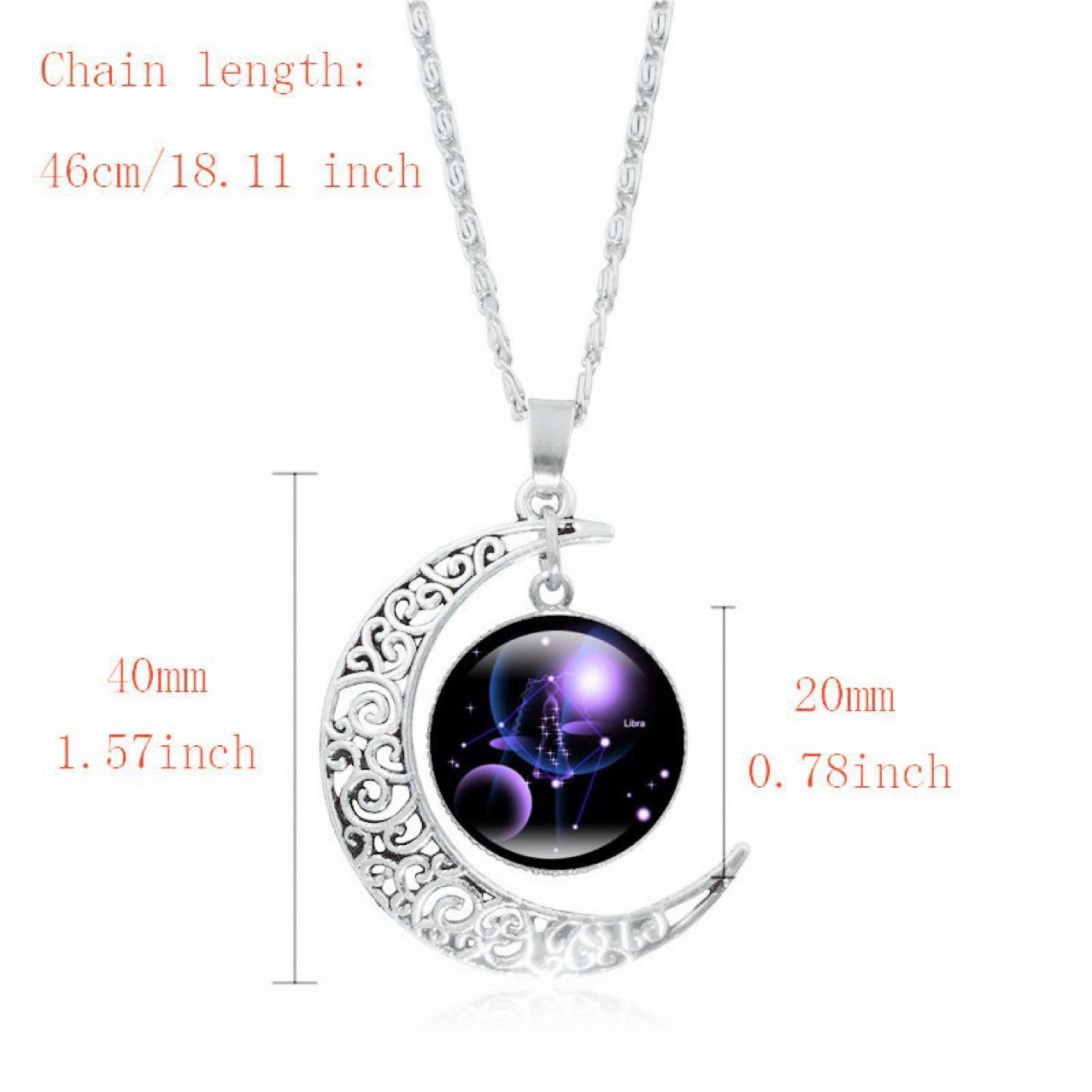 Silver Zodiac Time Gem luminous necklace for women with a simple moon pendant choker, featuring a glowing moon design.