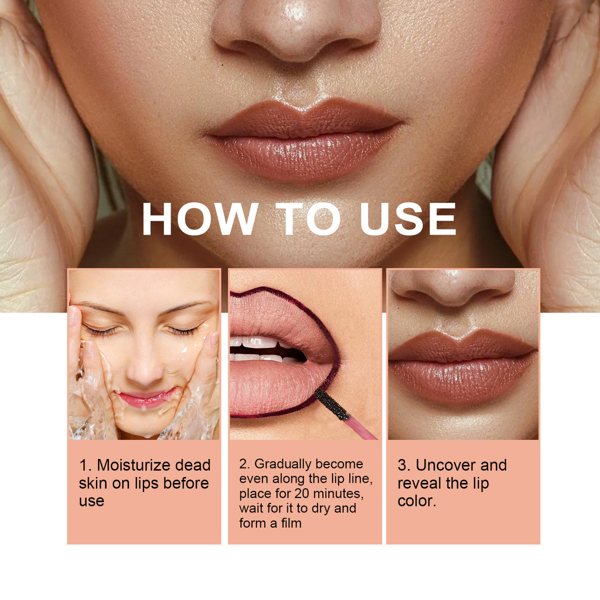 eprolo Peel Lip Liner applying a natural lip color to define lips without makeup peeling effect