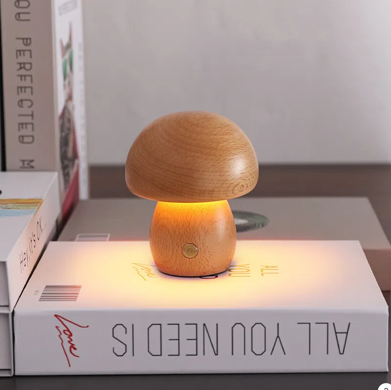 Eprolo mushroom LED night light with touch switch, creative desk lamp for bedroom, ambient lighting, and gift purposes.