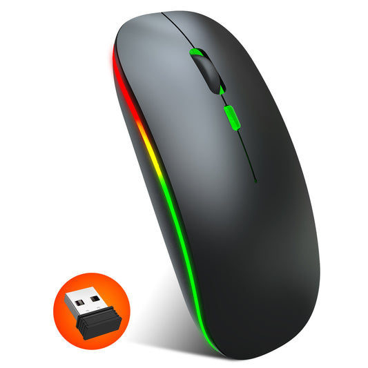 Colorful luminous wireless mouse by eprolo, silent design, suitable for laptop and desktop use, with glowing LED accents.