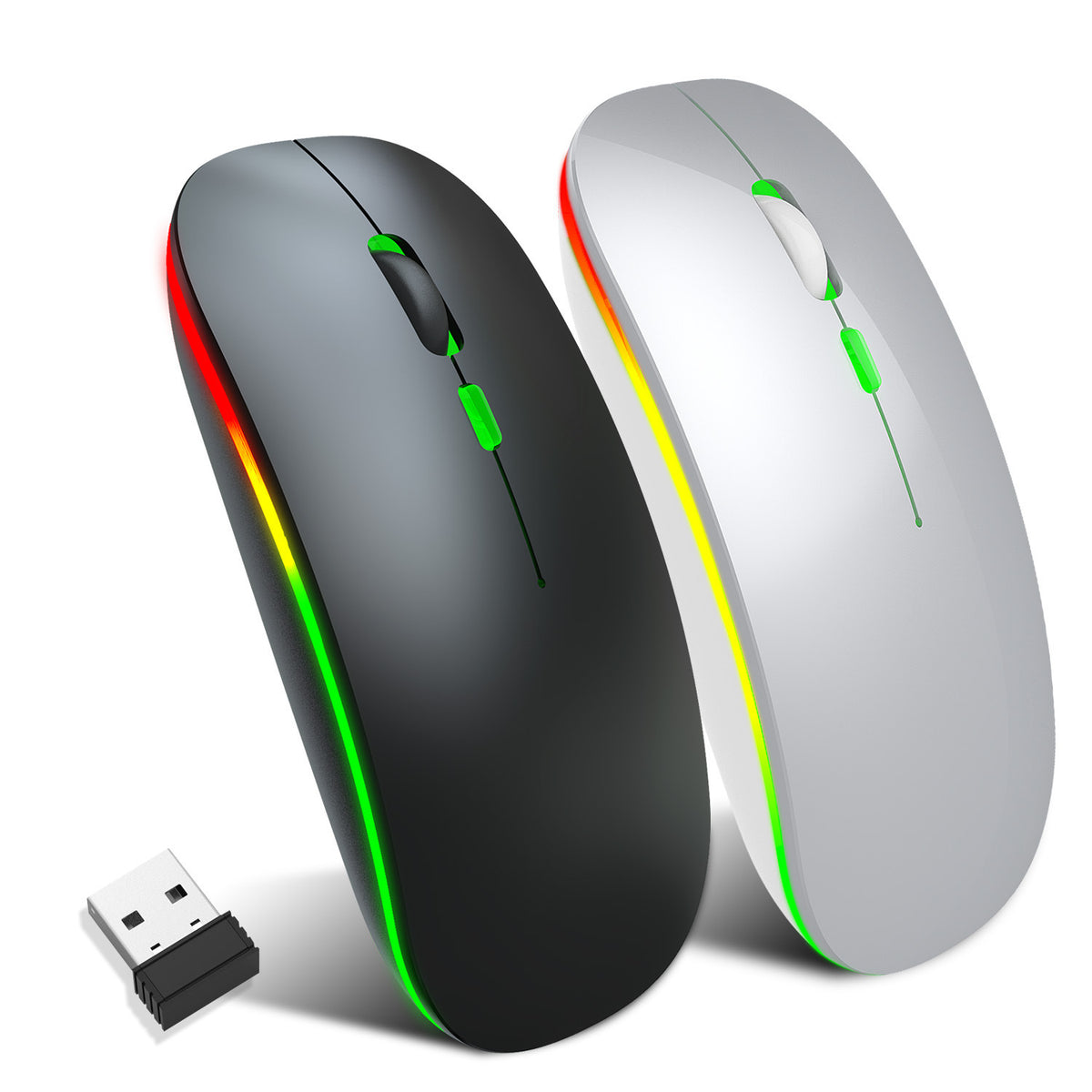 Colorful luminous wireless mouse by eprolo, silent design, ideal for laptop and desktop use with vibrant LED lighting.