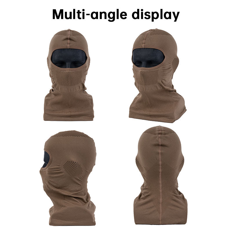 Eprolo Venom V1 balaclava for motorcycle and cycling, breathable UV protection face mask showing the black fabric and fitted design.