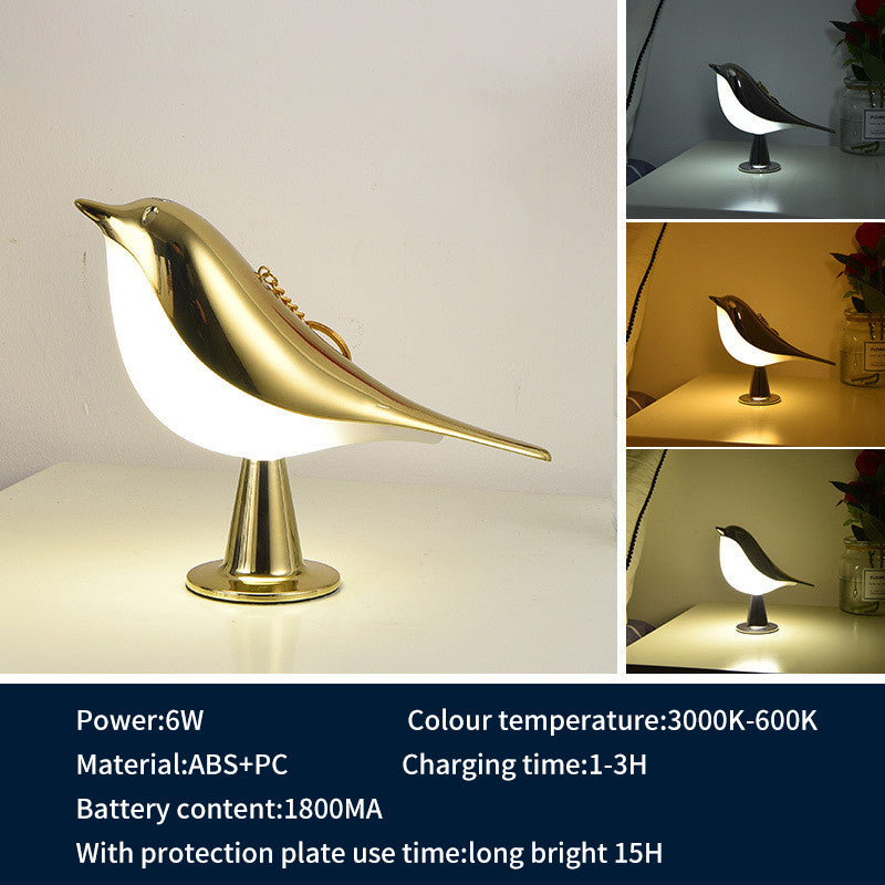 eprolo Creative Magpie Aromatherapy Car Night Lamp with touch control, three-color lighting, decorative bird design, rechargeable bedside lamp