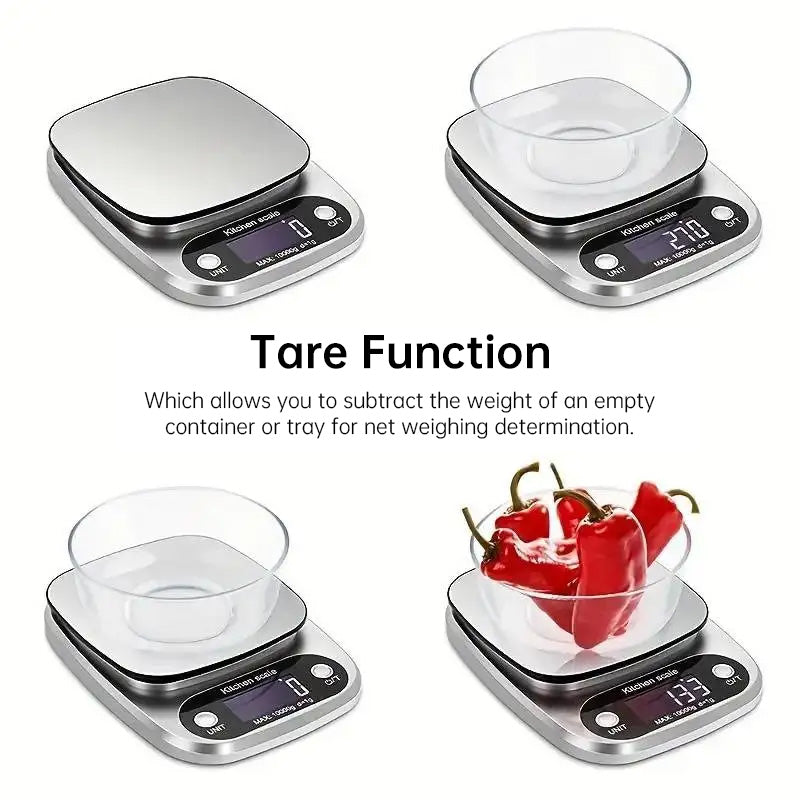 Eprolo high-precision kitchen scale with LCD display, 10kg capacity, used for food, baking, and jewelry weighing.