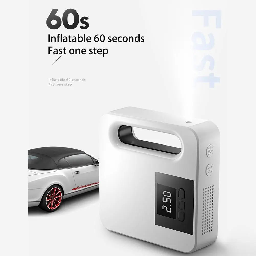 eprolo 12V mini car air compressor and portable tire inflator pump with digital display for quick, easy inflation.