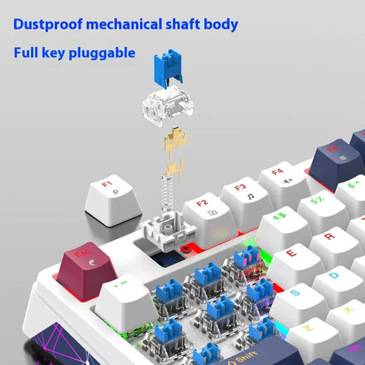 eprolo XUNFOX K85 wired mechanical gaming keyboard with illuminated keys, hot-swappable switches for esports, office, and home use