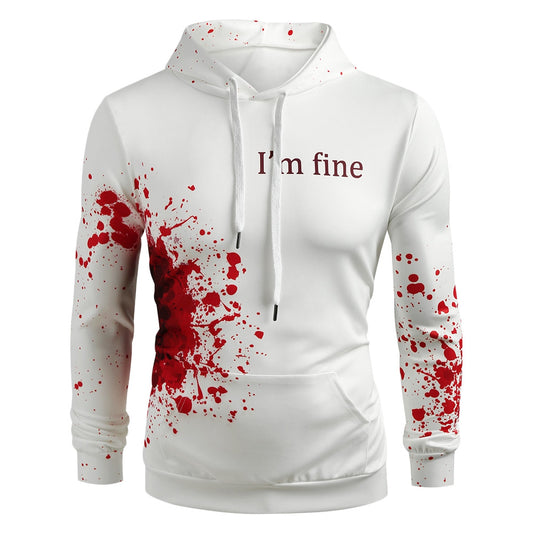 Halloween-inspired spatter letter pattern casual hoodie by eprolo, featuring a spooky design on soft fabric.