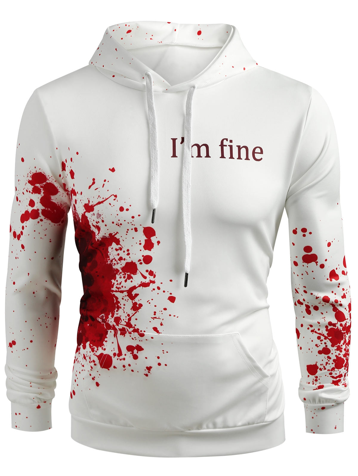 Halloween-inspired spatter letter pattern casual hoodie by eprolo, featuring a black pullover with spooky, artistic splatter design.