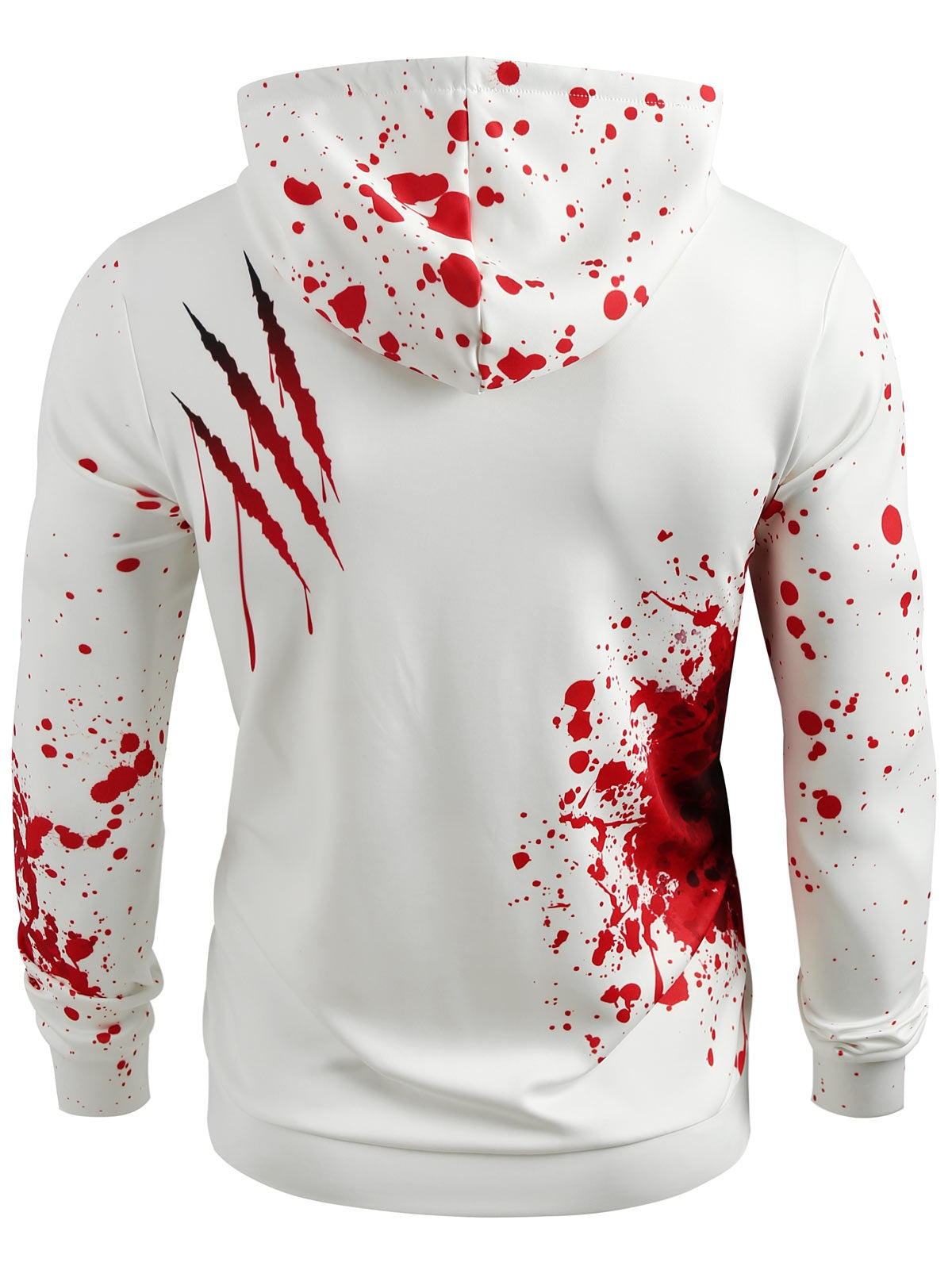 Casual Halloween hoodie by eprolo featuring spatter letter pattern in black and orange, with a relaxed fit and long sleeves.