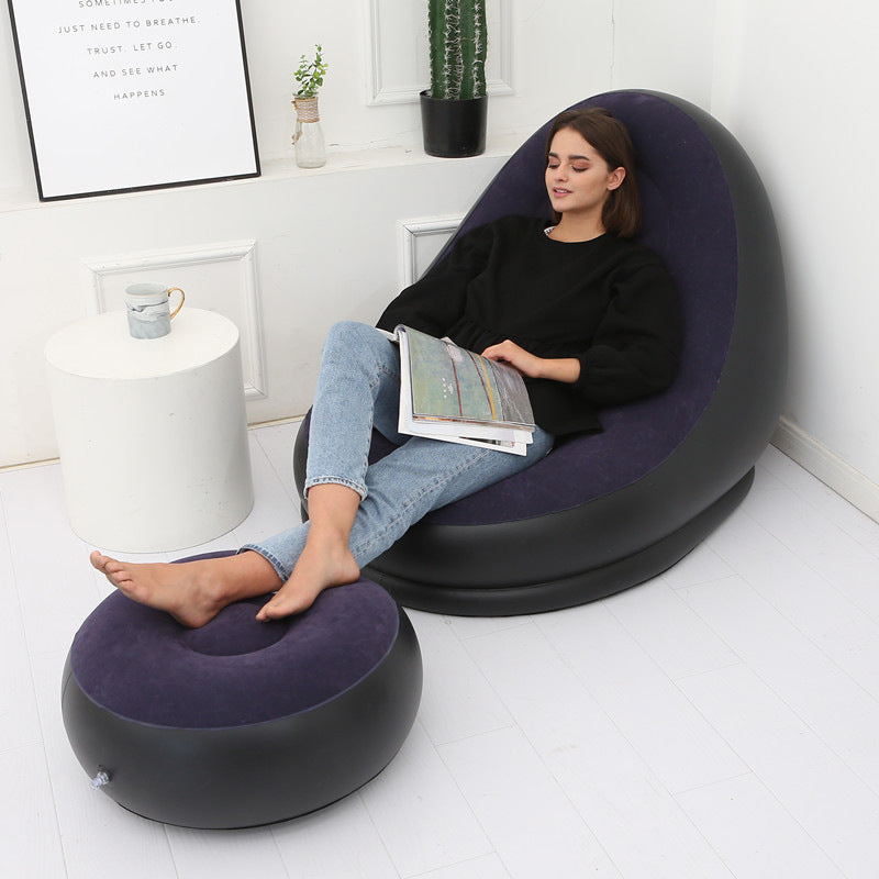 Eprolo inflatable air mattress and lazy sofa deck chair with comfortable leg stool, ideal for home and outdoor relaxation.