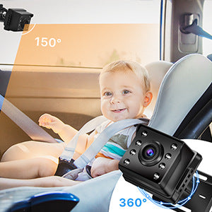 Eprolo 4.3-inch HD 1080P car baby monitor with private model and mirror, showing the monitor and its sleek design