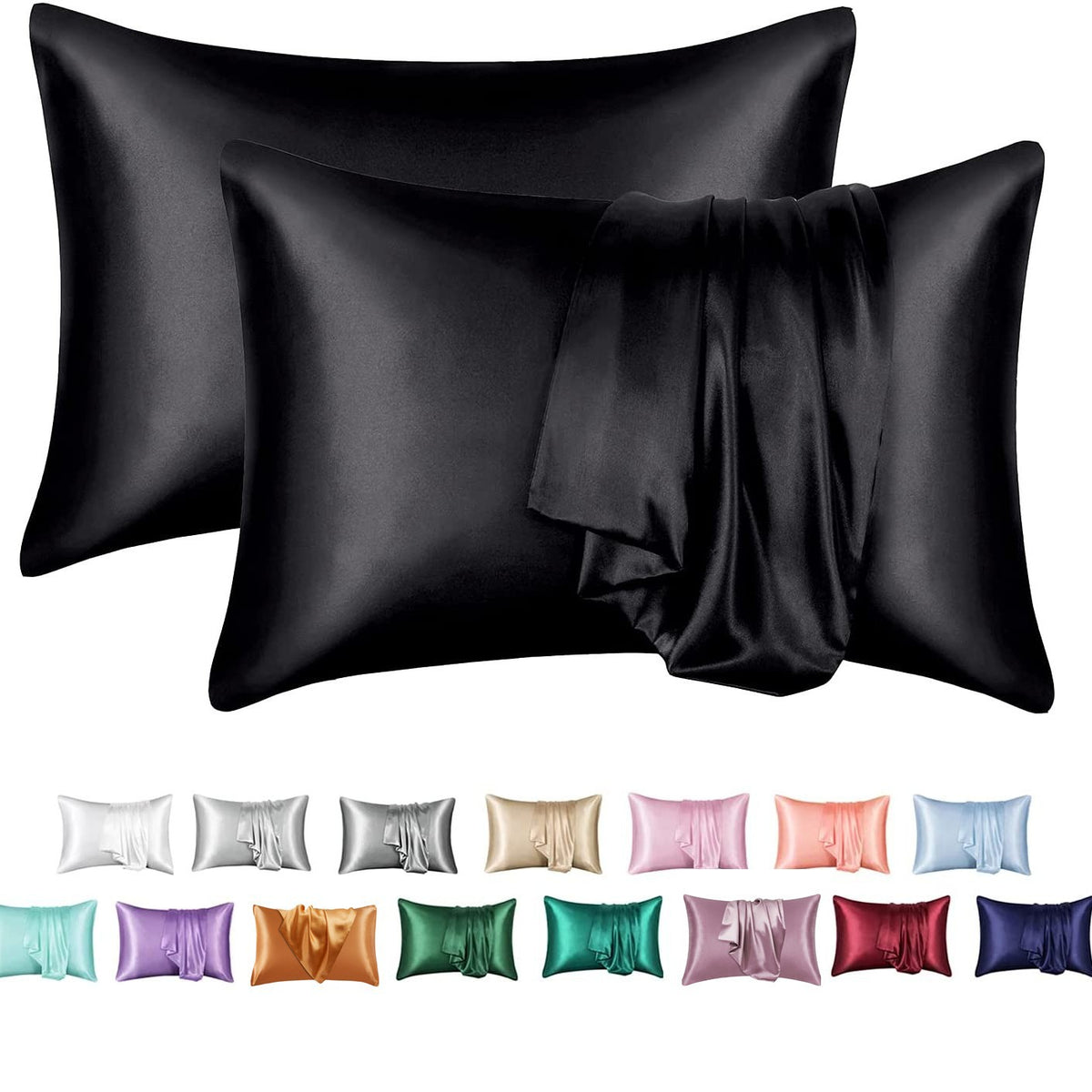 Simulation silk solid color polyester pillowcase envelope pillow pillow cases pillow pair multi-color - American Smart