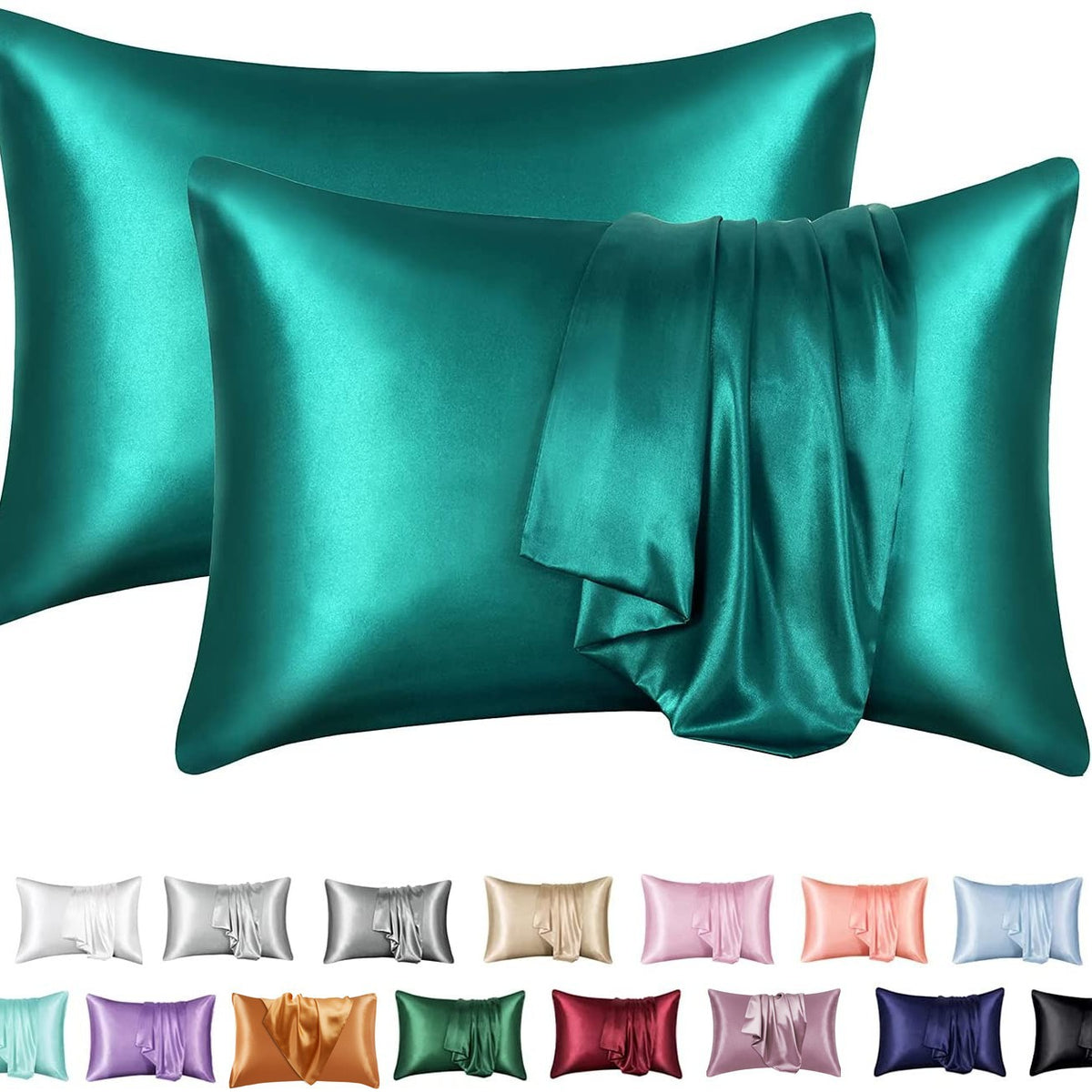 Simulation silk solid color polyester pillowcase envelope pillow pillow cases pillow pair multi-color - American Smart