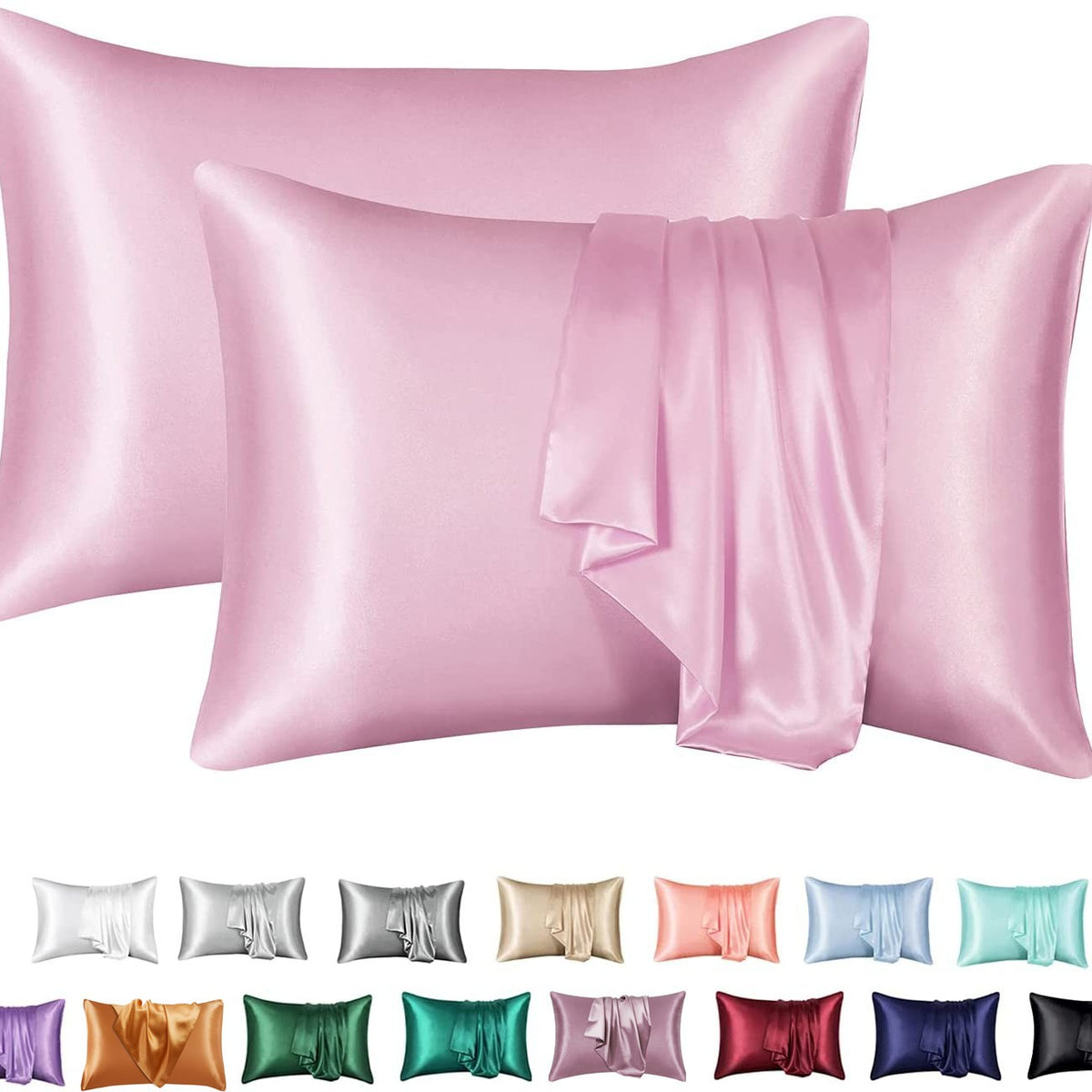 Simulation silk solid color polyester pillowcase envelope pillow pillow cases pillow pair multi-color - American Smart