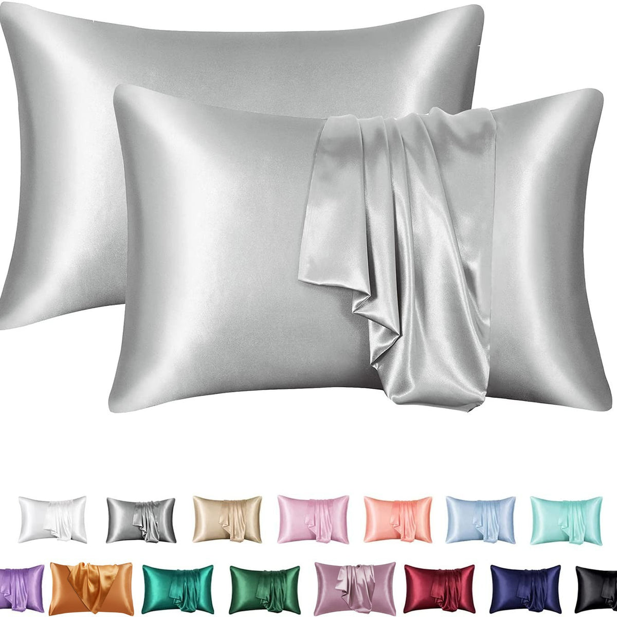 Simulation silk solid color polyester pillowcase envelope pillow pillow cases pillow pair multi-color - American Smart