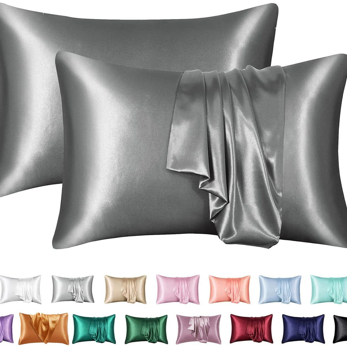 Simulation silk solid color polyester pillowcase envelope pillow pillow cases pillow pair multi-color - American Smart