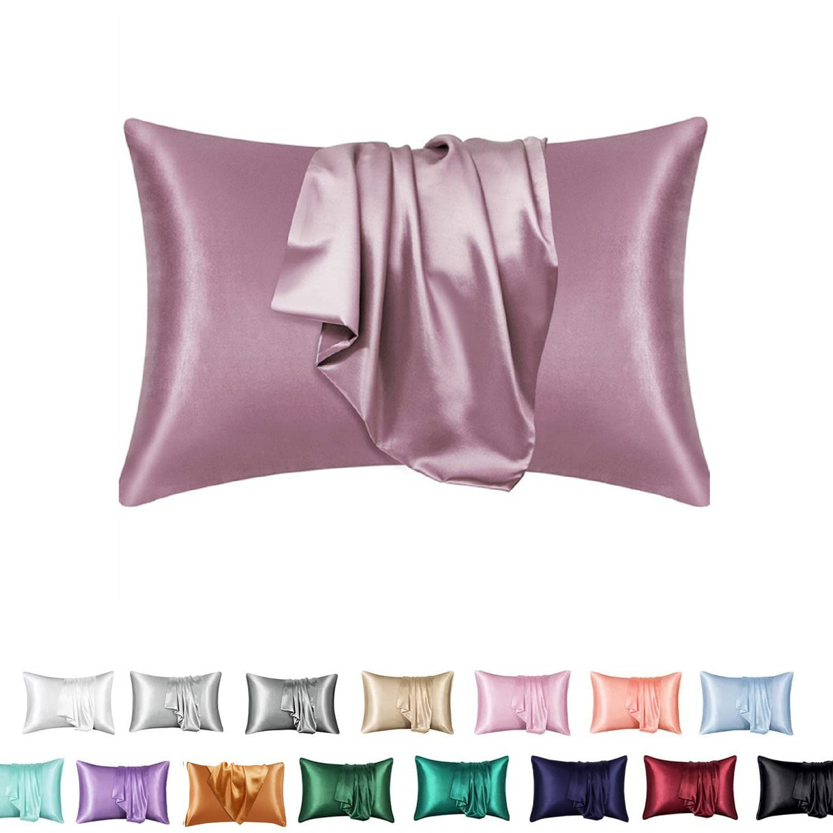 Simulation silk solid color polyester pillowcase envelope pillow pillow cases pillow pair multi-color - American Smart