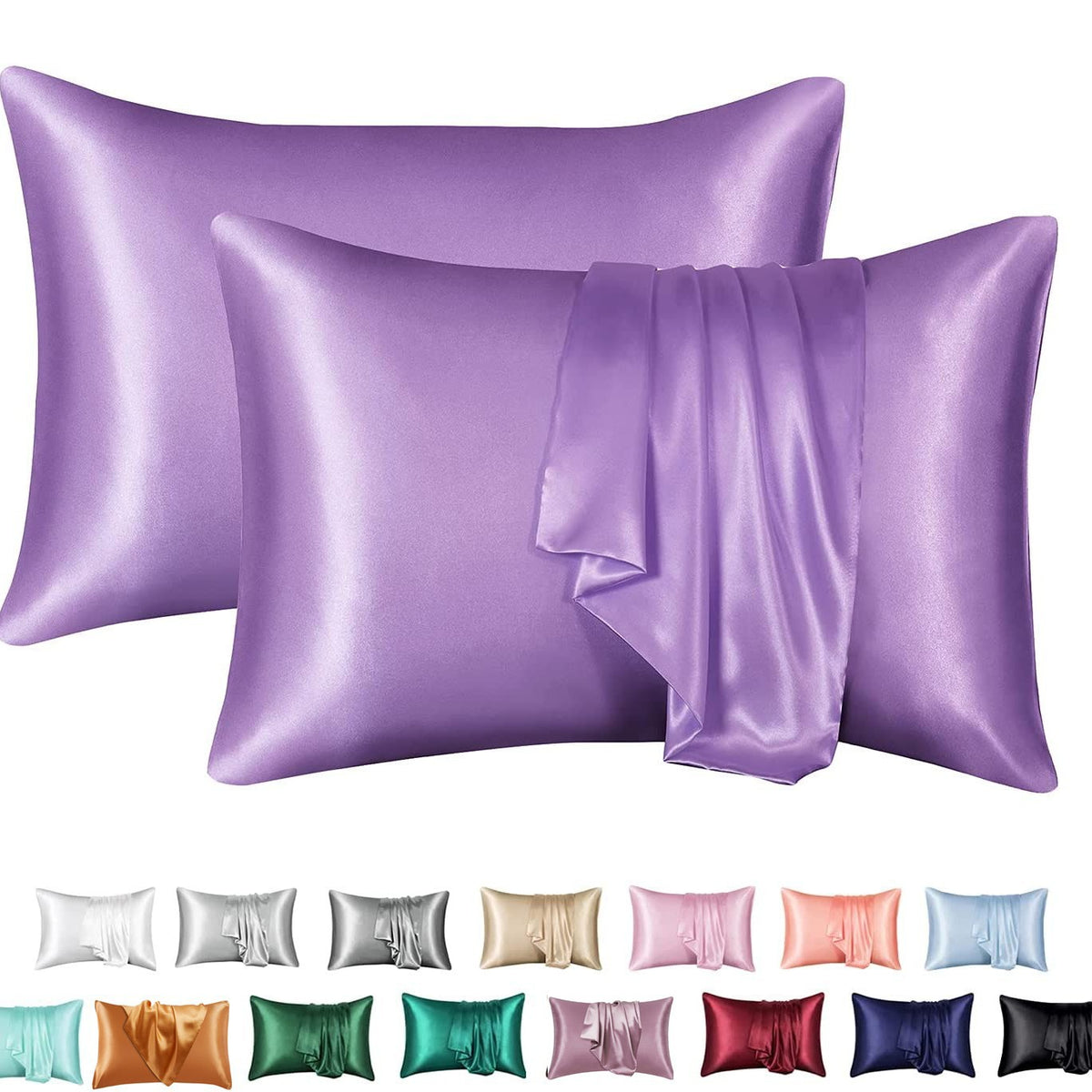 Simulation silk solid color polyester pillowcase envelope pillow pillow cases pillow pair multi-color - American Smart