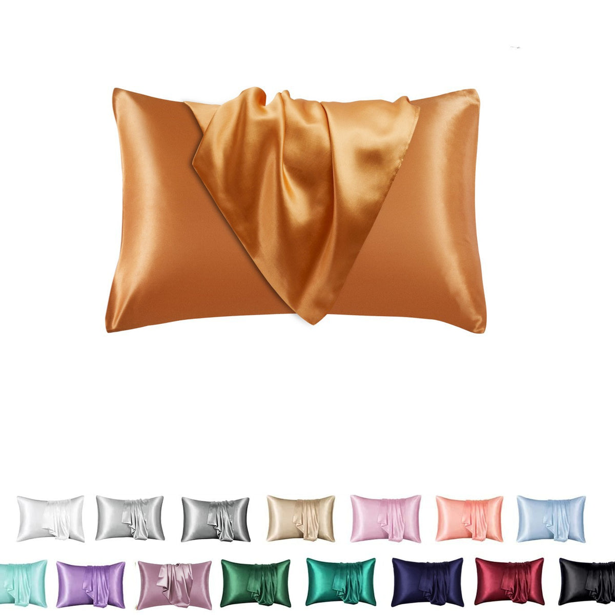 Simulation silk solid color polyester pillowcase envelope pillow pillow cases pillow pair multi-color - American Smart