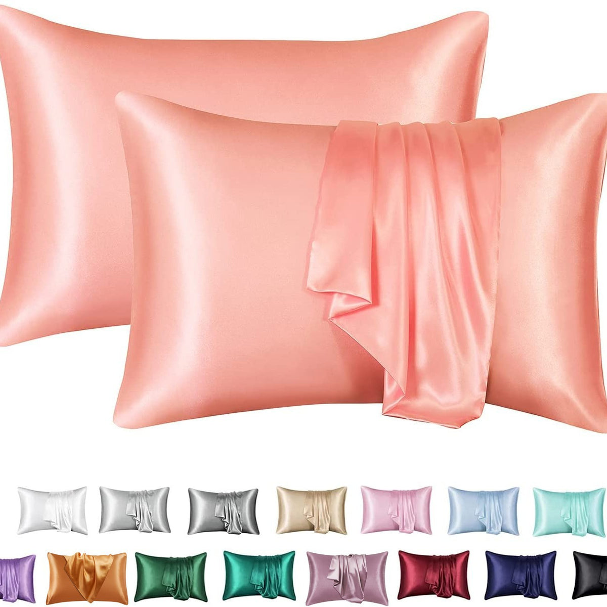Simulation silk solid color polyester pillowcase envelope pillow pillow cases pillow pair multi-color - American Smart