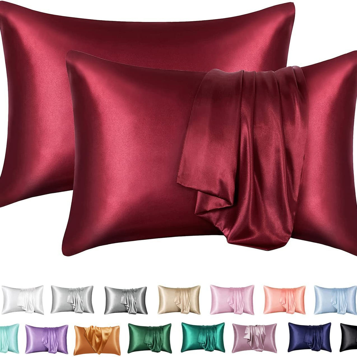 Simulation silk solid color polyester pillowcase envelope pillow pillow cases pillow pair multi-color - American Smart