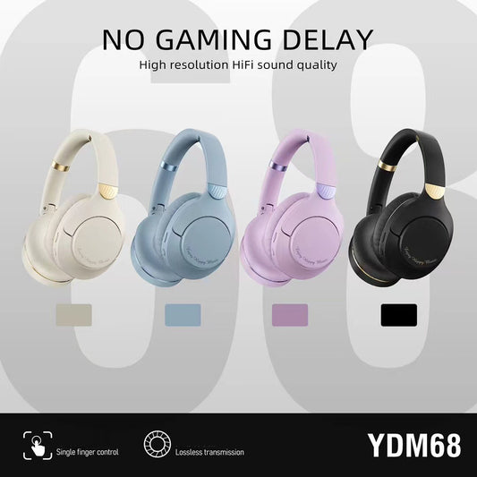 eprolo YDM68 wireless Bluetooth gaming headset with heavy bass, over-ear design and built-in microphone for immersive gaming sound