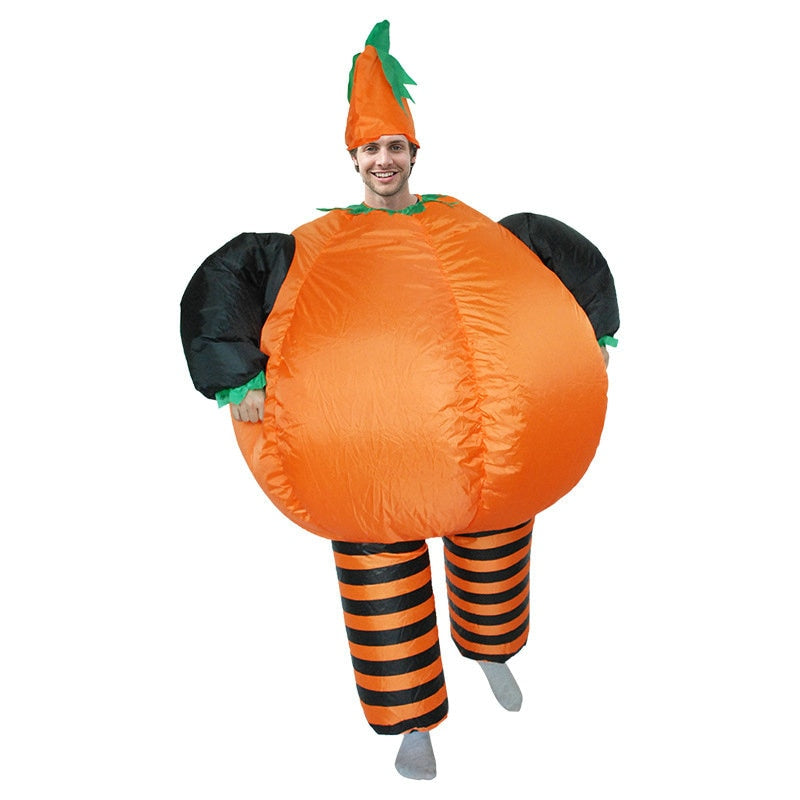 Anime cosplay inflatable pumpkin Halloween costume for women, featuring a funny pumpkin dress with bright orange inflatable design.