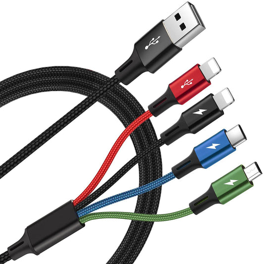 Nylon braided eprolo 4-in-1 fast charging cable with dual Type-C connectors for universal device charging and data transfer.