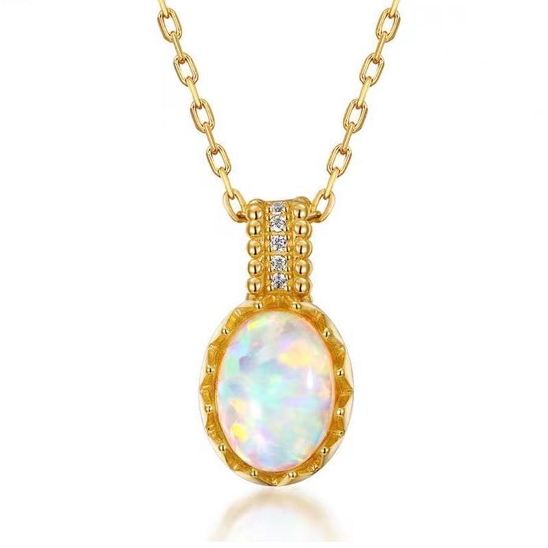 Gold-plated retro imitation opal ring for women with vintage style, showcasing a colorful opal centerpiece and elegant design.