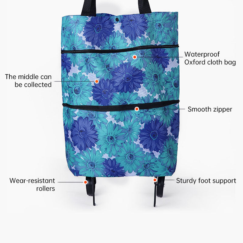 Eprolo portable foldable shopping cart with wheels, lightweight backpack-style trolley for groceries and storage.