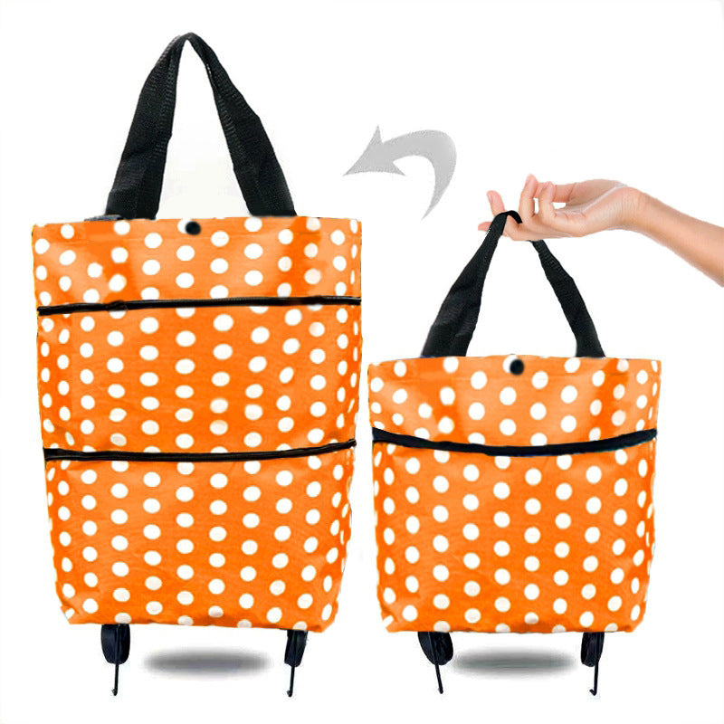eprolo foldable shopping cart with wheels, lightweight backpack-style trolley for groceries and storage, shown with the cart expanded.