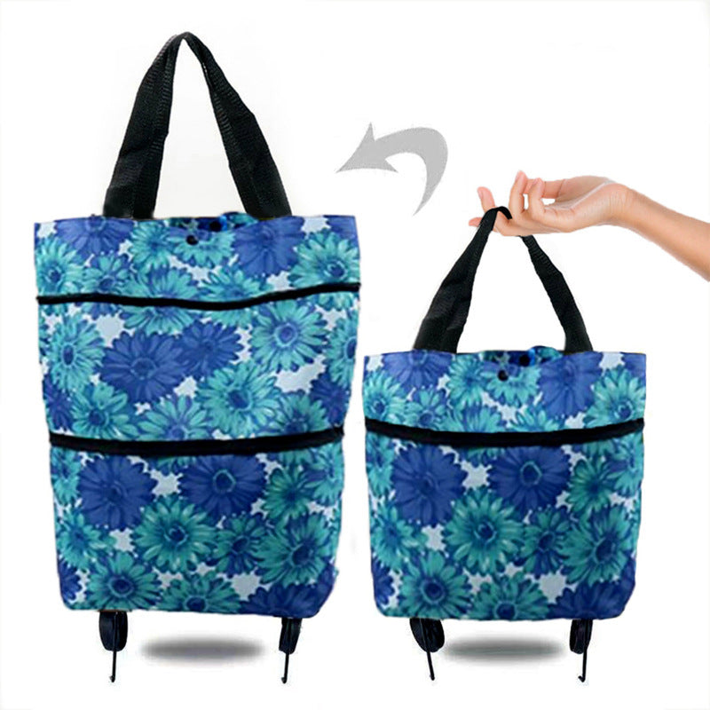 Lightweight eprolo foldable shopping cart with wheels, backpack style for groceries and storage, shown with the cart expanded.