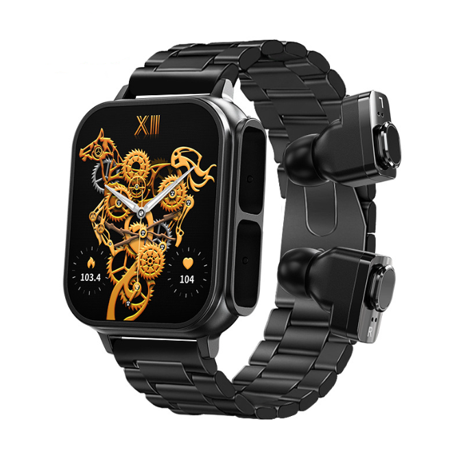 Eprolo N22 smart watch with TWS Bluetooth headset, displaying heart rate and blood pressure monitoring features.