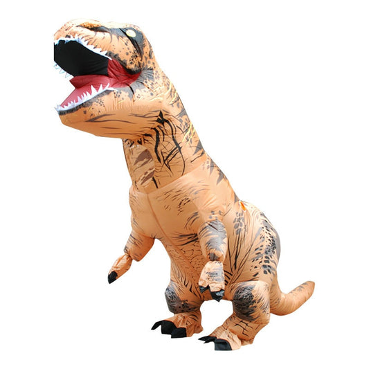 Adult T-Rex inflatable costume by eprolo, featuring a festive Christmas-themed dinosaur jumpsuit for Halloween and cosplay fun.