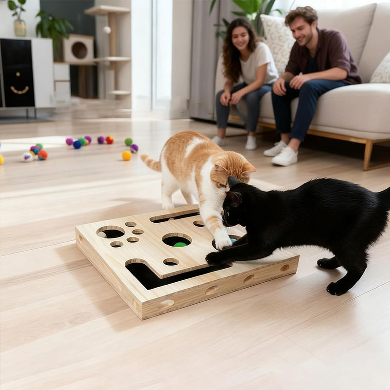 Durable Cat Nail Grinder with Bell Ball & Interactive Maze Tunnel - Enriching Toy and Scratching Activity for Active Kittens - American Smart