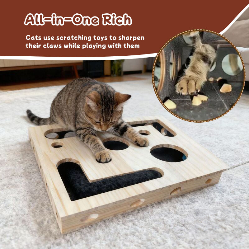 Durable Cat Nail Grinder with Bell Ball & Interactive Maze Tunnel - Enriching Toy and Scratching Activity for Active Kittens - American Smart