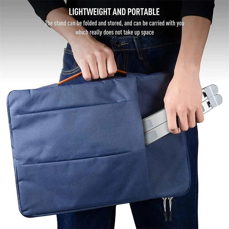 Eprolo N8 adjustable aluminum laptop stand with cooling pad, foldable portable support for MacBook and notebooks.