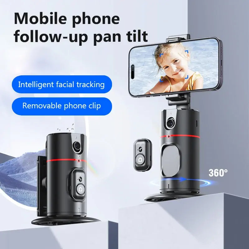 eprolo P02 auto face tracking phone holder with 360° rotation, desktop gimbal stabilizer for live vlogging and video recording