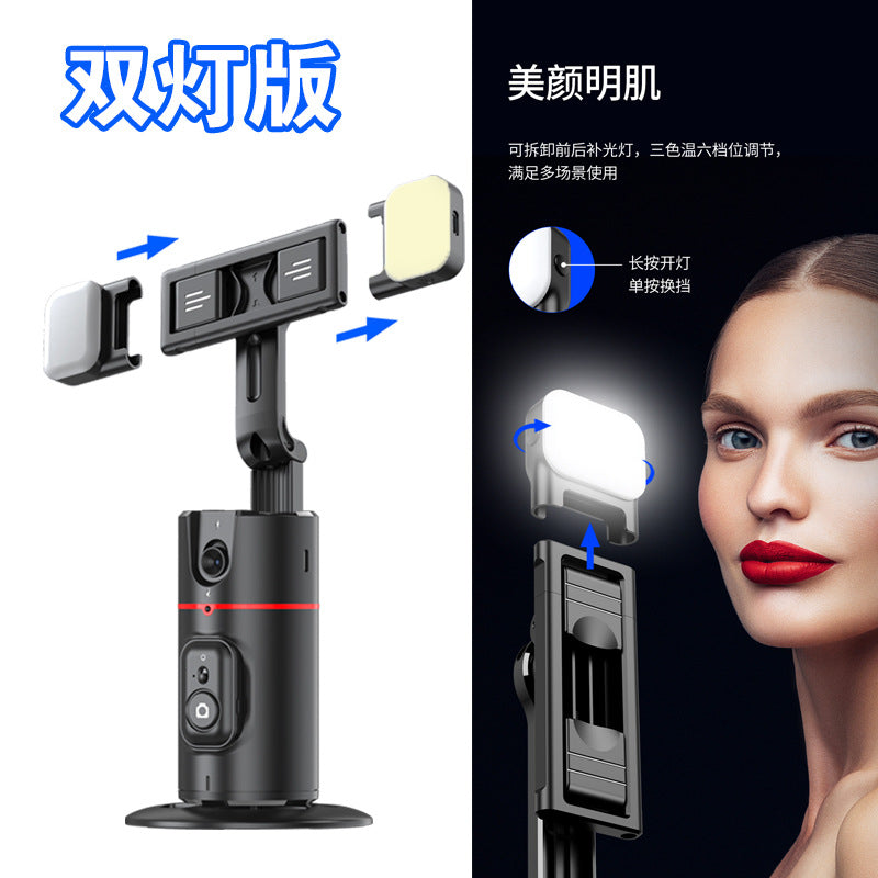 eprolo P02 auto face tracking phone holder with 360° rotation, desktop gimbal stabilizer for live vlogging and video recording